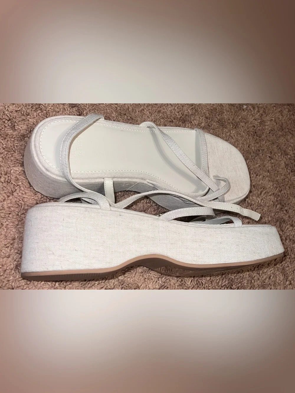Abercrombie & Fitch Cream Platform Strappy Sandals